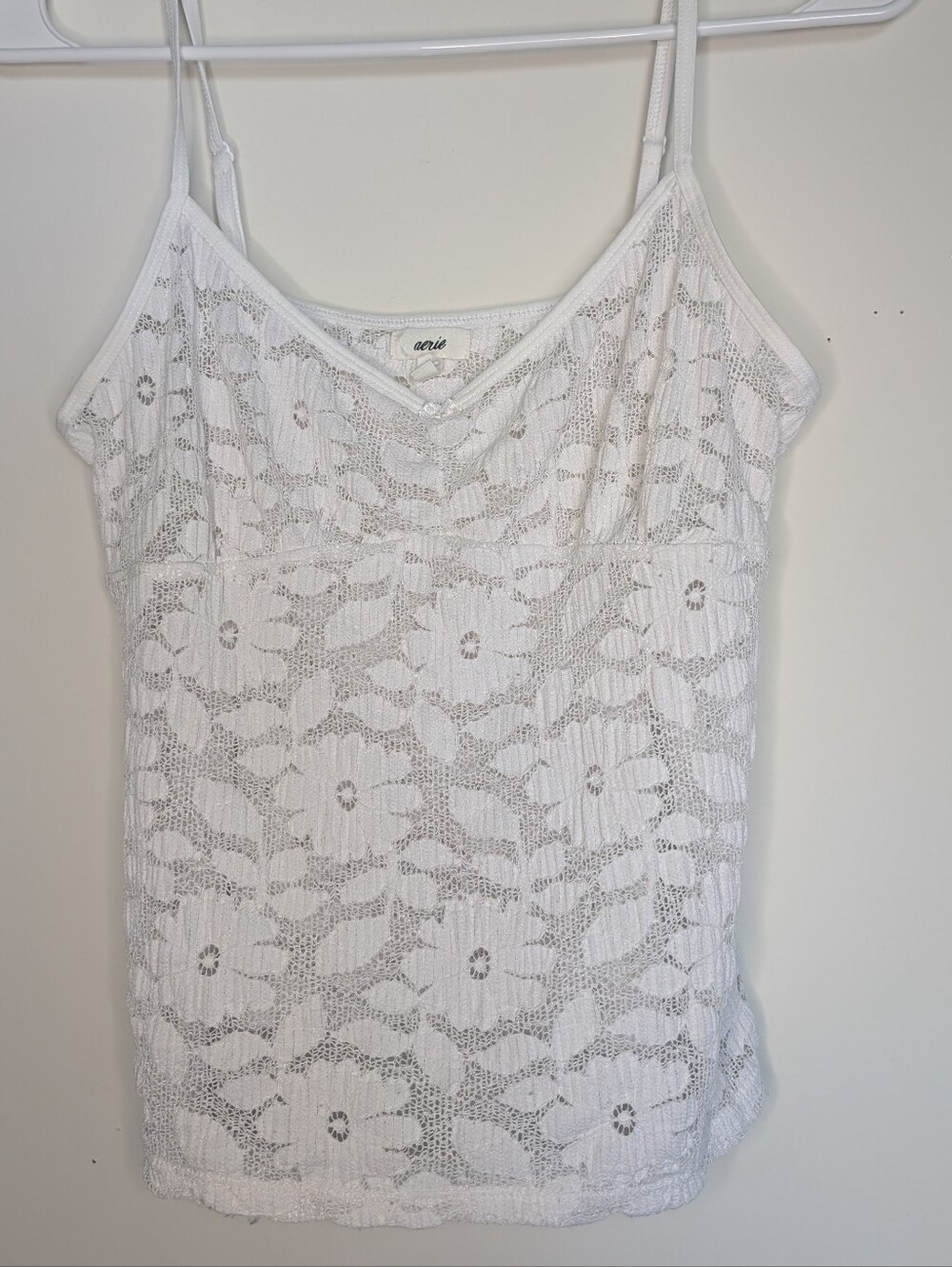 aerie American Eagle White Lace Floral Camisole